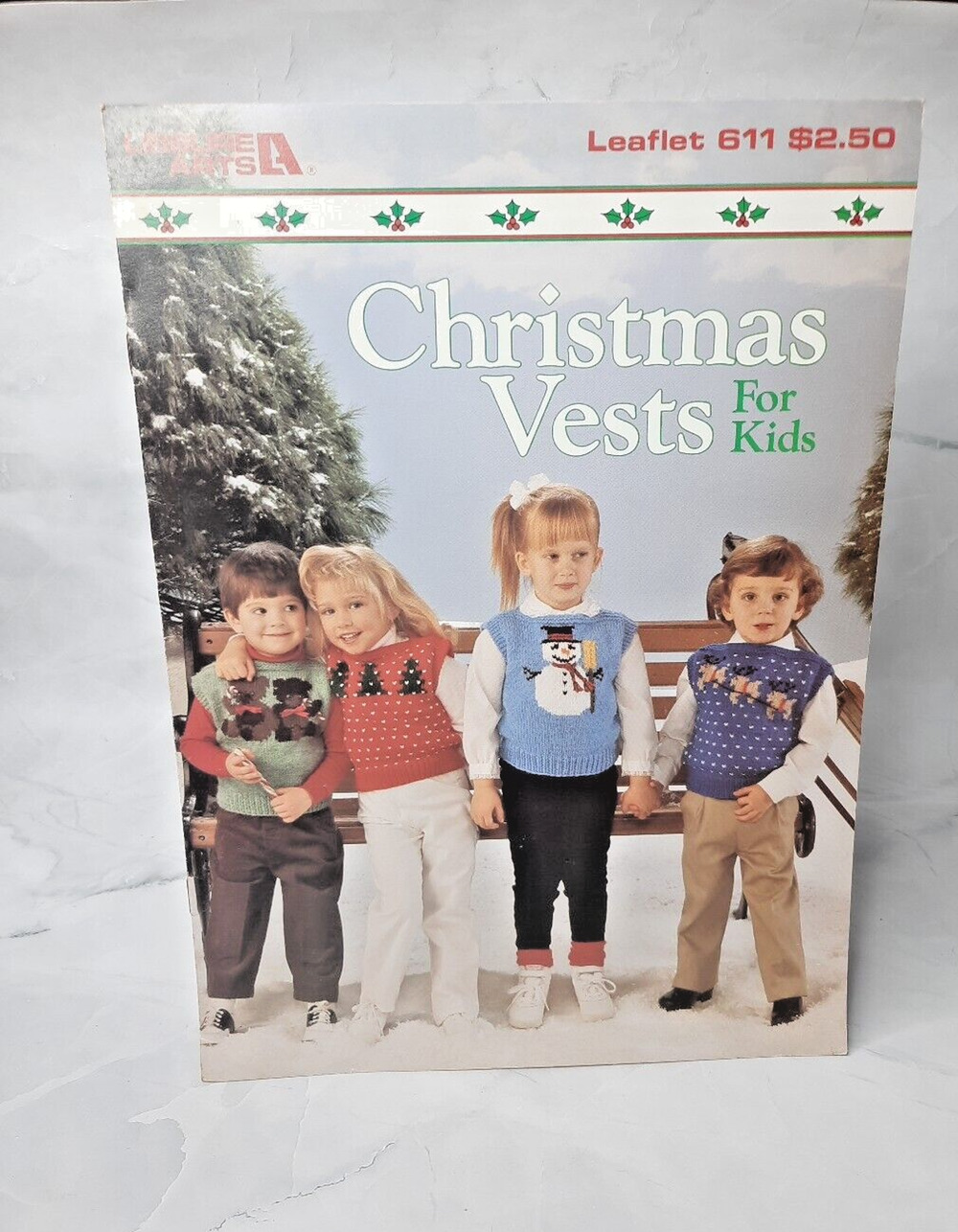 1988 Leisure Arts Christmas Vests For Kids Leaflet 611 Knitting Patterns